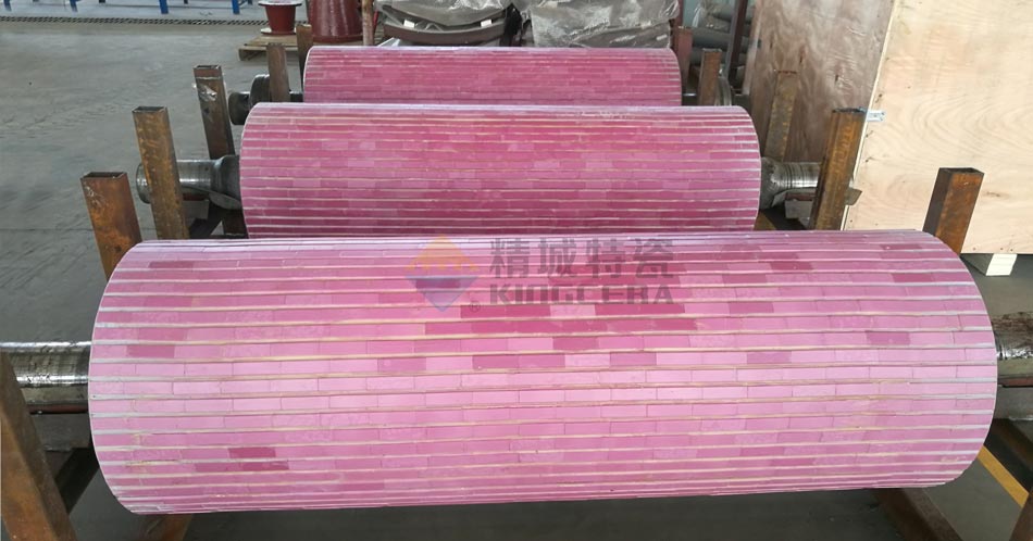 壹定发特瓷皮带机耐磨陶瓷滚筒防磨解决方案