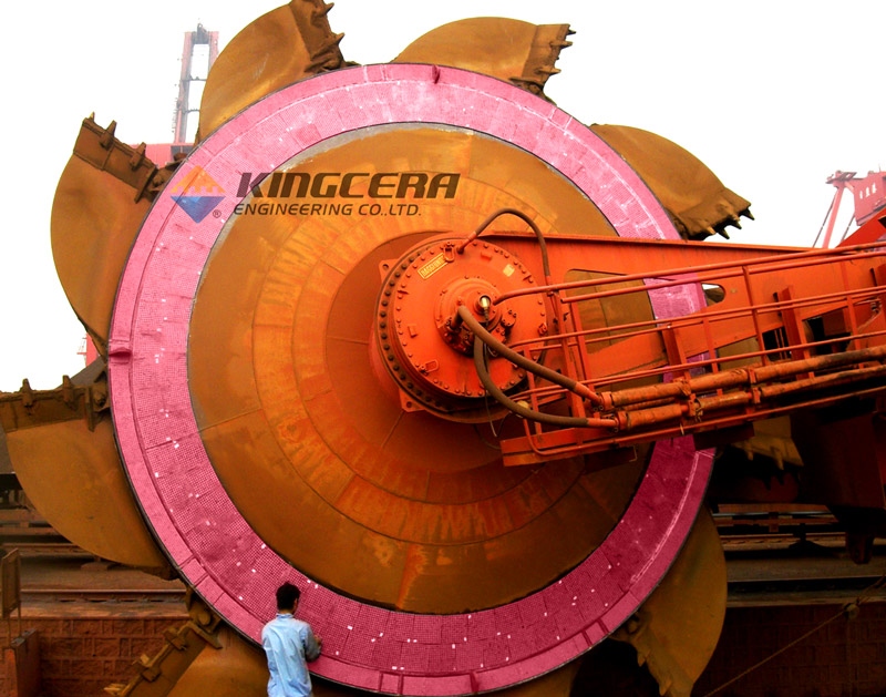 壹定发耐磨陶瓷应用于斗轮机圆盘