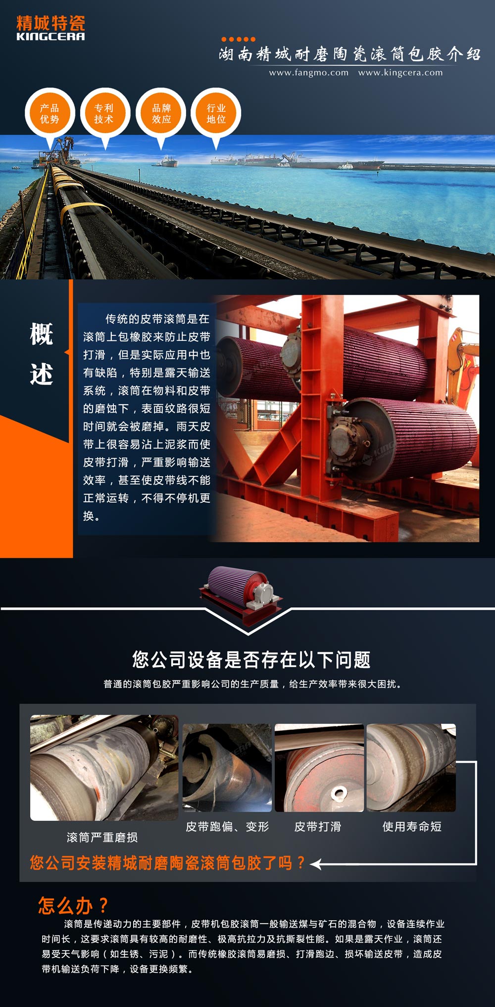 湖南壹定发耐磨陶瓷滚筒包胶